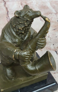 Load image into Gallery viewer, Bear Playing Saxophone Bronze Sculpture - Whimsical Animal Music Art
