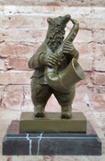 Load image into Gallery viewer, Bear Playing Saxophone Bronze Sculpture - Whimsical Animal Music Art
