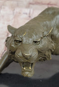 Load image into Gallery viewer, Roaring Bronze Tiger Sculpture on Marble Base – Wildlife Art 
