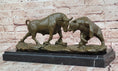 Load image into Gallery viewer, Bull and Bear Bronze Sculpture – Wall Street Market Duel Statue
