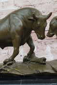 Load image into Gallery viewer, Bull and Bear Bronze Sculpture – Wall Street Market Duel Statue
