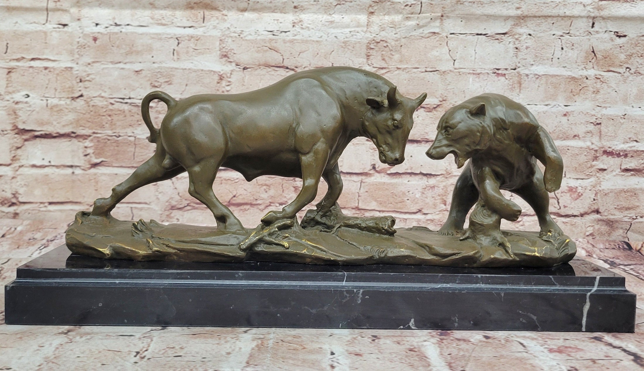 Bull and Bear Bronze Sculpture – Wall Street Market Duel Statue