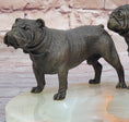 Load image into Gallery viewer, Bronze Bulldog & Pug Dog Figurines on Marble - Soap Dish Ashtray Handmade Art
