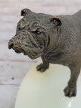 Load image into Gallery viewer, Bronze Bulldog & Pug Dog Figurines on Marble - Soap Dish Ashtray Handmade Art
