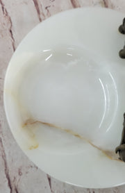 Bronze Metal Elephant Mother & Calf on Marble Soap Dish Ashtray