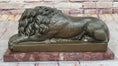Load image into Gallery viewer, Guardian Lion Bronze Statue Sculpture Figure on Red Marble Base 7" x 12.5"
