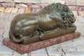 Load image into Gallery viewer, Guardian Lion Bronze Statue Sculpture Figure on Red Marble Base 7" x 12.5"

