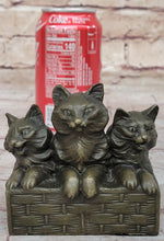 Three Cute Kittens Cats in a Flower Box - Bronze Sculpture Original Art by Milo