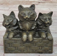 Load image into Gallery viewer, Three Cute Kittens Cats in a Flower Box - Bronze Sculpture Original Art by Milo
