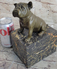 Load image into Gallery viewer, 15 LBS English Bulldog Dog Animal Bronze Sculpture Marble Base Statue Figurine
