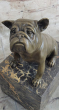 Load image into Gallery viewer, 15 LBS English Bulldog Dog Animal Bronze Sculpture Marble Base Statue Figurine
