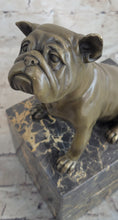 Load image into Gallery viewer, 15 LBS English Bulldog Dog Animal Bronze Sculpture Marble Base Statue Figurine
