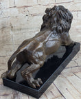 Load image into Gallery viewer, Bronze Sculpture Angry Hungry Male Lion Marble Base Figurine Art Deco Figure
