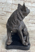 Load image into Gallery viewer, Signed Original Friendly Cat Feline Bronze Art Deco Marble Base Sculpture Figure
