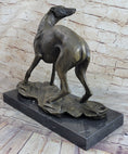 Load image into Gallery viewer, Greyhound Whippet Slender Dog Bronze Metal Sculpture Statue Figure on Marble Base
