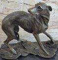 Load image into Gallery viewer, Greyhound Whippet Slender Dog Bronze Metal Sculpture Statue Figure on Marble Base
