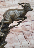 Load image into Gallery viewer, Bronze Statue Sculpture of Lion Hunting Gazelle Impala Handmade Art Decor Safari
