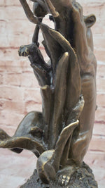 Bronze Statue Sculpture of Lion Hunting Gazelle Impala Handmade Art Decor Safari