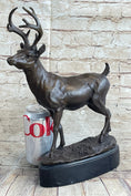 Load image into Gallery viewer, Signed Villanis Male Deer Buck Hunting Bronze Sculpture Marble Figurine Figure
