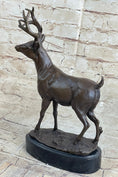 Load image into Gallery viewer, Signed Villanis Male Deer Buck Hunting Bronze Sculpture Marble Figurine Figure
