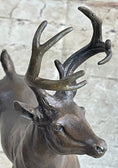Load image into Gallery viewer, Signed Villanis Male Deer Buck Hunting Bronze Sculpture Marble Figurine Figure
