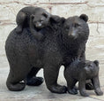 Load image into Gallery viewer, Signed Original Happy Grizzly Bear Family Bronze Sculpture Art Deco Figure Decor
