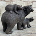 Load image into Gallery viewer, Signed Original Happy Grizzly Bear Family Bronze Sculpture Art Deco Figure Decor
