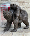 Load image into Gallery viewer, Young Cubs on back Mother Bear 100% Solid Bronze Statue Sculpture Figurine
