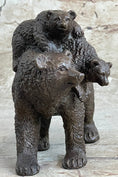 Load image into Gallery viewer, Young Cubs on back Mother Bear 100% Solid Bronze Statue Sculpture Figurine
