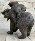 Load image into Gallery viewer, Young Cubs on back Mother Bear 100% Solid Bronze Statue Sculpture Figurine
