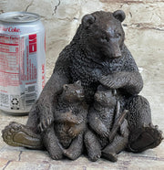 Mama Bear with Cubs Family of Bears Bronze Metal Figurine Sculpture Signed Art