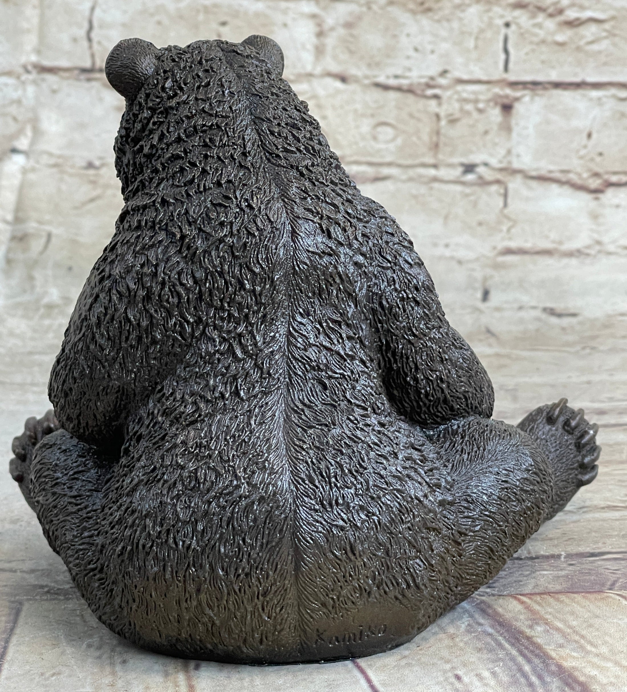 Mama Bear with Cubs Family of Bears Bronze Metal Figurine Sculpture Signed Art