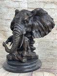 Load image into Gallery viewer, Original Striking Massive Elephant Head Bust with Baby Bronze Sculpture Statue
