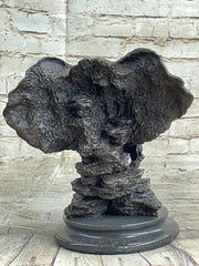 Original Striking Massive Elephant Head Bust with Baby Bronze Sculpture Statue