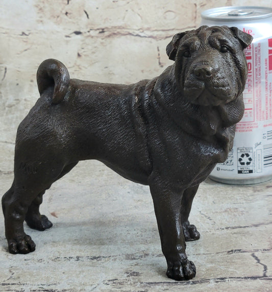 Hot Cast Bronze Shar Pei Dog Sculpture Statue Figurine Original Art