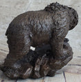 Load image into Gallery viewer, Original Burly Black Bear with His fish Dinner Bronze Sculpture Statue Figurine
