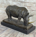 Load image into Gallery viewer, Bronze Metal Rhinoceros Rhino Statue Sculpture Figure Marble Base Barye Art 9" x 14"
