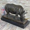 Load image into Gallery viewer, Bronze Metal Rhinoceros Rhino Statue Sculpture Figure Marble Base Barye Art 9" x 14"
