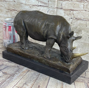 Bronze Metal Rhinoceros Rhino Statue Sculpture Figure Marble Base Barye Art 9