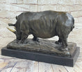 Load image into Gallery viewer, Bronze Metal Rhinoceros Rhino Statue Sculpture Figure Marble Base Barye Art 9" x 14"
