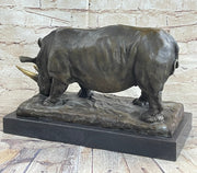 Bronze Metal Rhinoceros Rhino Statue Sculpture Figure Marble Base Barye Art 9