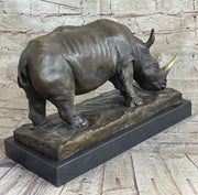 Bronze Metal Rhinoceros Rhino Statue Sculpture Figure Marble Base Barye Art 9