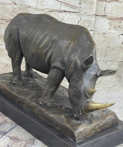 Bronze Metal Rhinoceros Rhino Statue Sculpture Figure Marble Base Barye Art 9