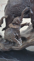 Load image into Gallery viewer, Signed Bologna Indian Mother Elephant And Calves Bronze Sculpture Home Decor Art
