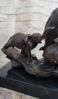 Load image into Gallery viewer, Signed Bologna Indian Mother Elephant And Calves Bronze Sculpture Home Decor Art
