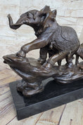 Load image into Gallery viewer, Signed Bologna Indian Mother Elephant And Calves Bronze Sculpture Home Decor Art
