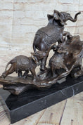 Load image into Gallery viewer, Signed Bologna Indian Mother Elephant And Calves Bronze Sculpture Home Decor Art
