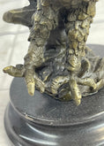 Load image into Gallery viewer, Landing Eagle w/ Wings Spread Bronze Statue Sculpture Signed Original Marble Base 7" x 9"

