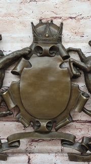 Bronze Lion and Unicorn Heraldic Crest Coat of Arms Hanging Wall Sculpture