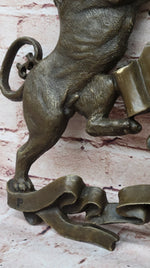 Bronze Lion and Unicorn Heraldic Crest Coat of Arms Hanging Wall Sculpture